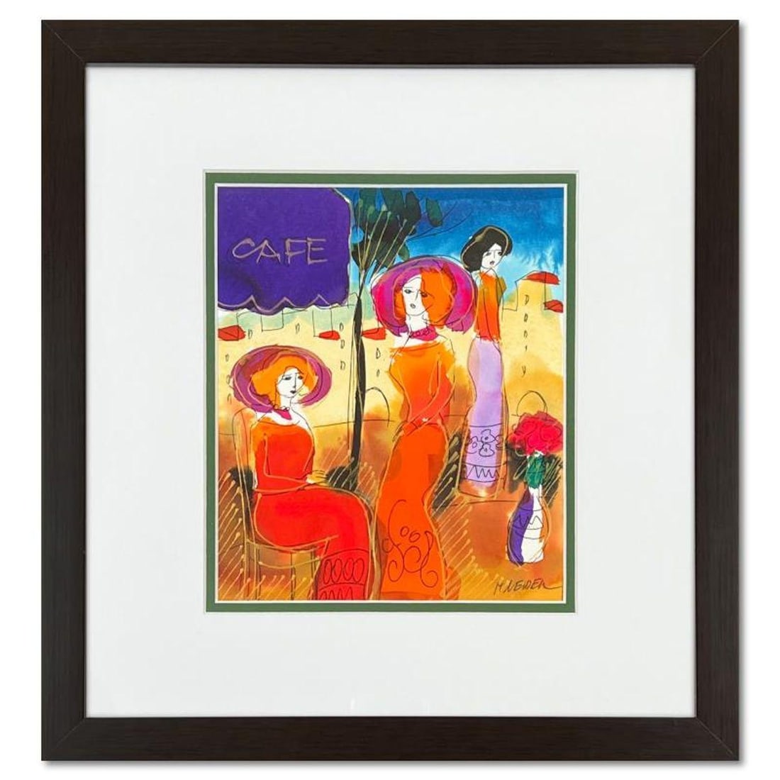 Moshe Leider, Framed Original Mixed Media Watercolor Painting, Hand Signed with Letter of: This is an original mixed media watercolor painting on paper by Moshe Leider, hand signed by the artist. This piece comes custom framed and includes a Letter of Authenticity. Measures approximately 15