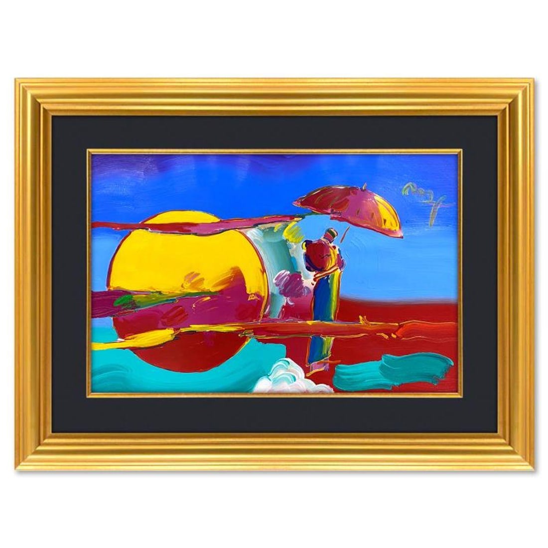 Peter Max, "New Moon 2" Framed One-of-a-Kind Mixed Media, Hand Signed with Registration Number (1 of 2)