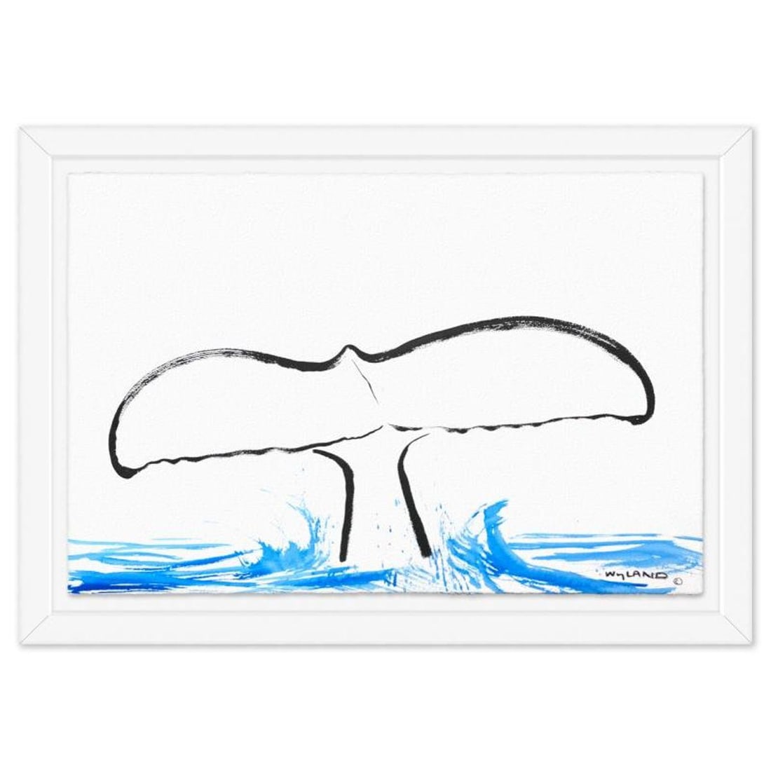 Wyland, "Whale Tail" Framed Original Sumi Ink Painting, Hand Signed with Letter of Authenticity.: Whale Tail is an original sumi ink painting on paper by Wyland, hand signed by the artist. This piece comes custom framed. Includes Letter of Authenticity. Measures approx. 32" x 46" (frame), 26" x 40