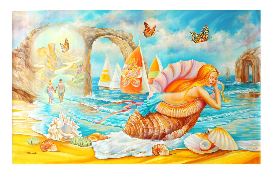 Eugene Poliarush- Original Oil on Canvas "Adam and Eve": Artist: Eugene Poliarush. Medium: Original Oil on Canvas. Title: Adam and Eve. Size: 29.5" x 47.5". Signature: Hand Signed by the Artist. Certificate of Authenticity: From the publisher. Reference#: 1