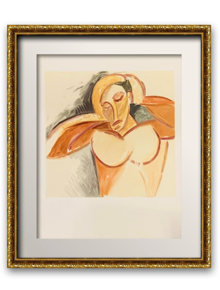 After Pablo Picasso- Lithograph on Arches Paper "Etude pour le Nu": Artist: After Pablo Picasso. Medium: Lithograph on Arches Paper. Title: Etude pour le Nu. Size: 29" x 22". Measures approx. 40" x 30" (framed). Certificate of Authenticity: Is included. Additional: Po