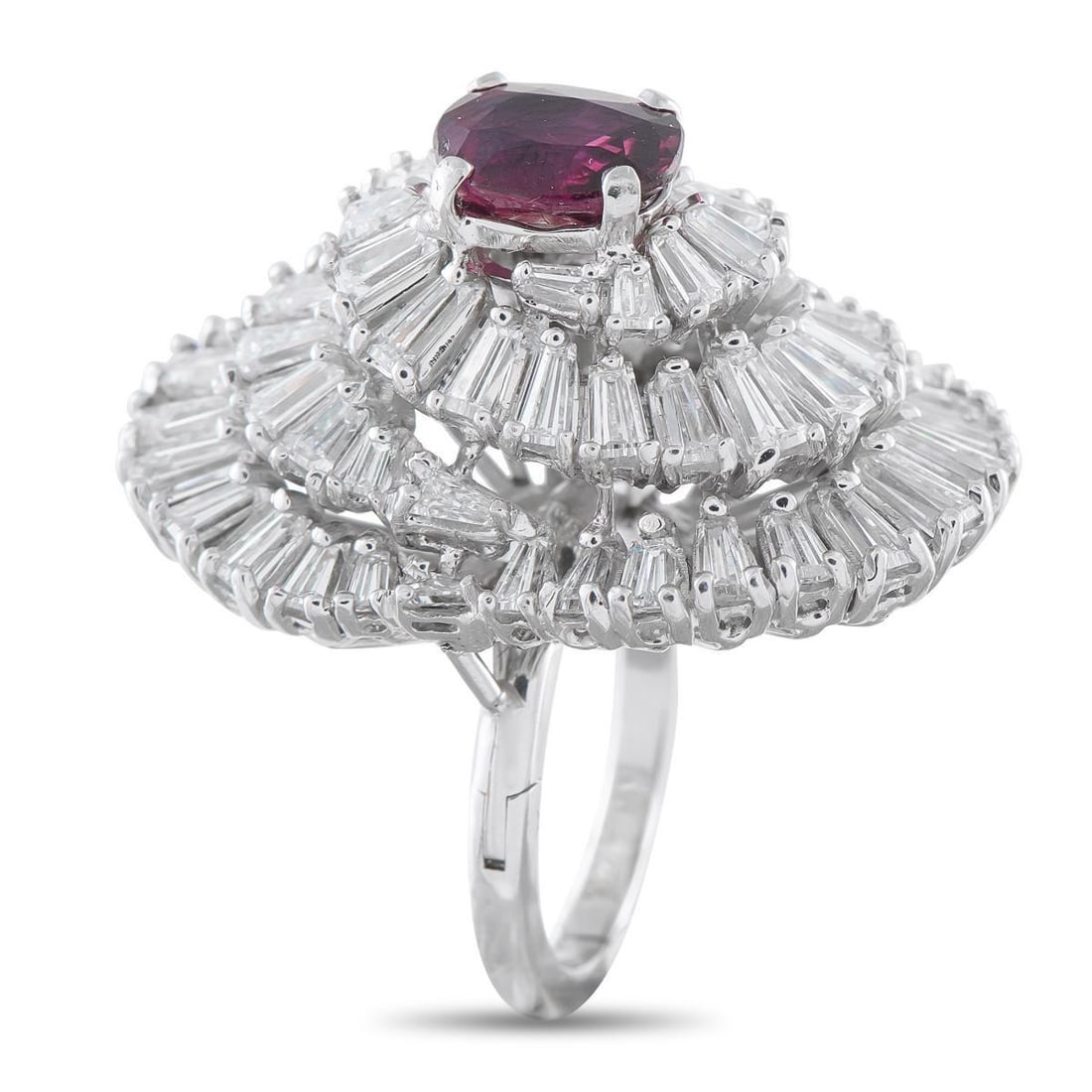 PLATINUM 5.50CT DIAMOND AND RUBY RING - 2