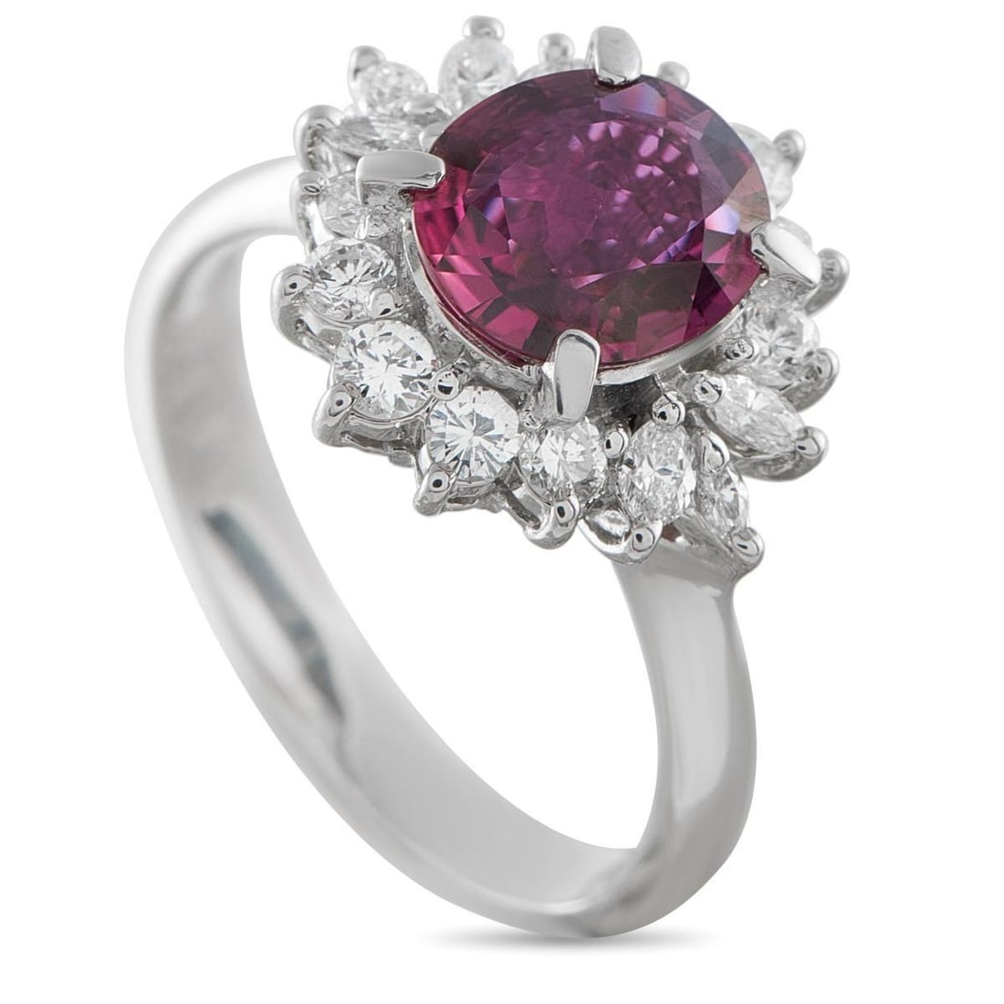 PLATINUM 0.63CT DIAMOND AND RUBY RING (1 of 4)