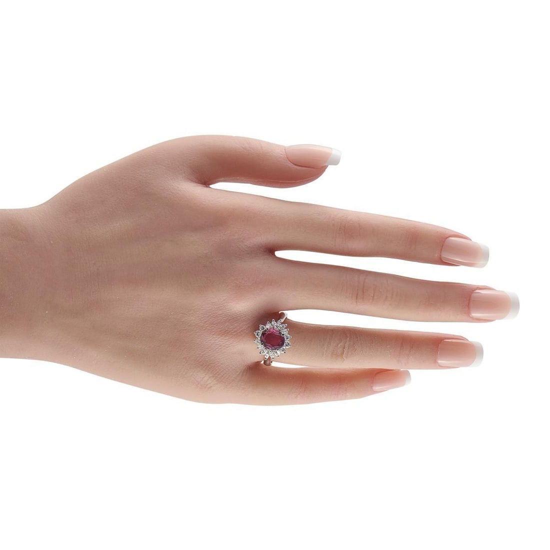 PLATINUM 0.63CT DIAMOND AND RUBY RING - 3