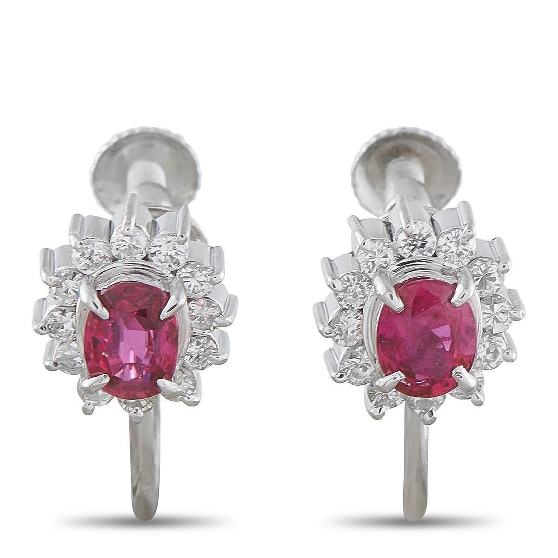 PLATINUM 0.15CT DIAMOND AND RUBY EARRINGS (1 of 3)