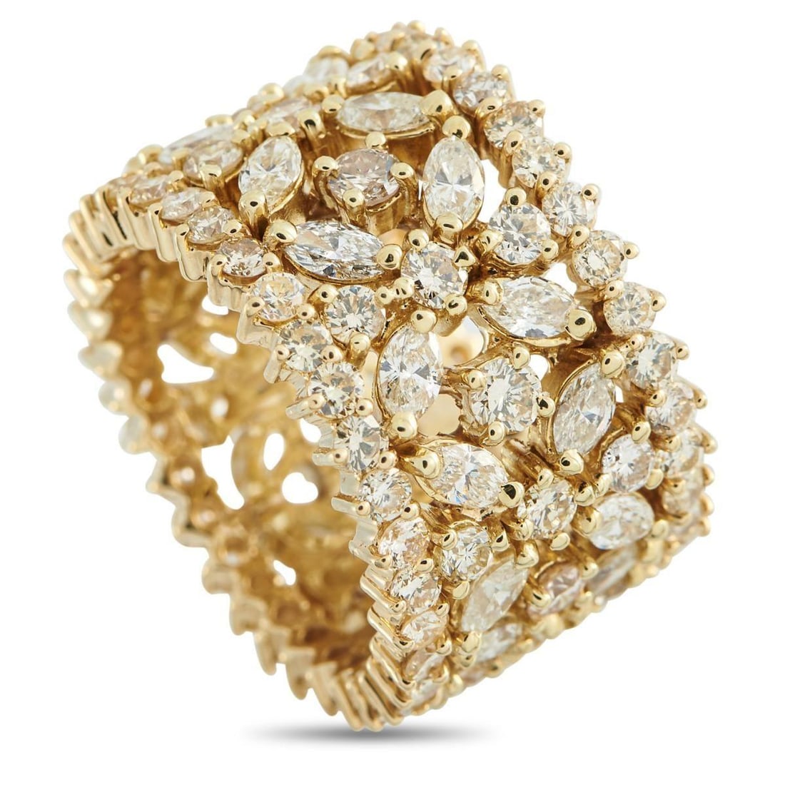 18K YELLOW GOLD 6.20CT DIAMOND WIDE BAND RING (1 of 3)