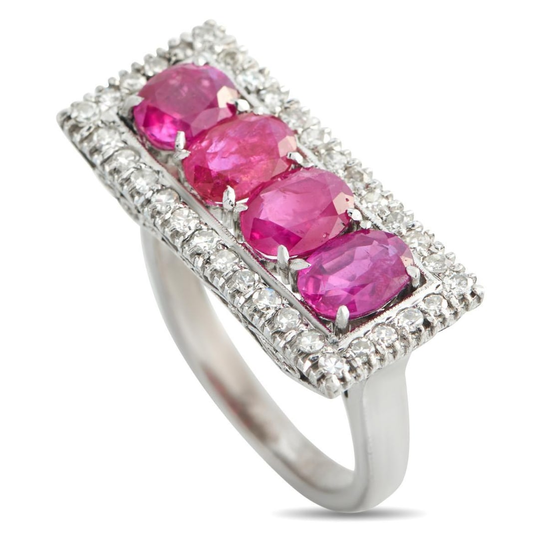 PLATINUM 0.60CT DIAMOND AND RUBY RING (1 of 3)