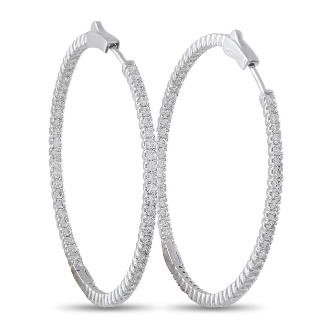 14K WHITE GOLD 2.02CT DIAMOND INSIDE-OUT HOOP EARRINGS (1 of 4)