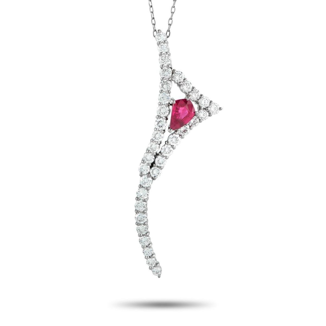 PLATINUM 2.10CT DIAMOND AND RUBY KITE PENDANT NECKLACE (1 of 4)