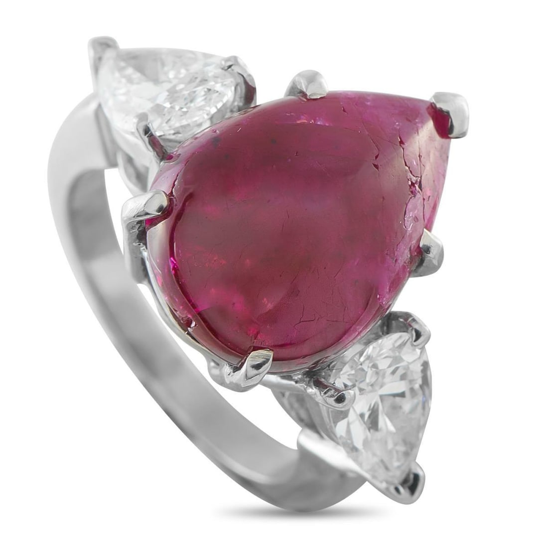 PLATINUM 1.85CT DIAMOND AND RUBY RING (1 of 4)