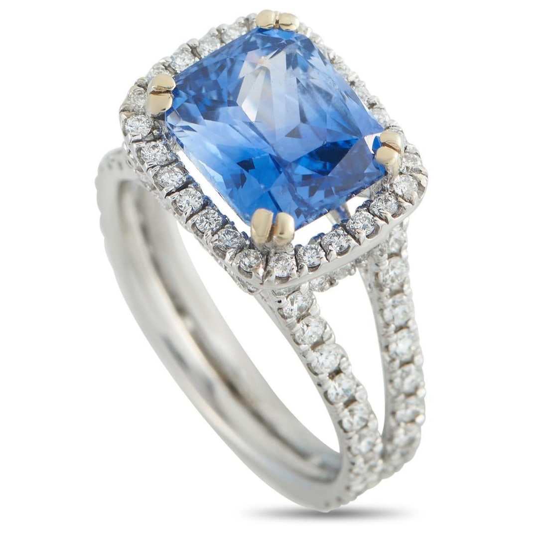 18K WHITE GOLD 1.10CT DIAMOND AND SAPPHIRE RING (1 of 3)