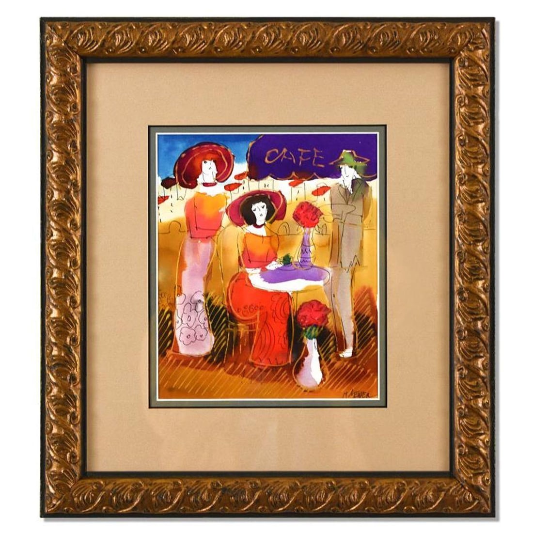 Moshe Leider, Framed Original Mixed Media Watercolor Painting, Hand Signed with Letter of: This is an original mixed media watercolor painting on paper by Moshe Leider, hand signed by the artist. This piece comes custom framed. Includes Letter of Authenticity. Measures approx. 15" x 16.5" (