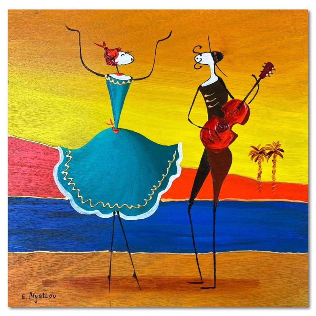 Ester Myatlov, Hand Signed Original Painting on Wood Panel with Letter of Authenticity.: This is an original painting oil on wood panel by Ester Myatlov. Hand signed by the artist, this piece comes with a letter of authenticity. Measures approximately 10" x 10" (image).