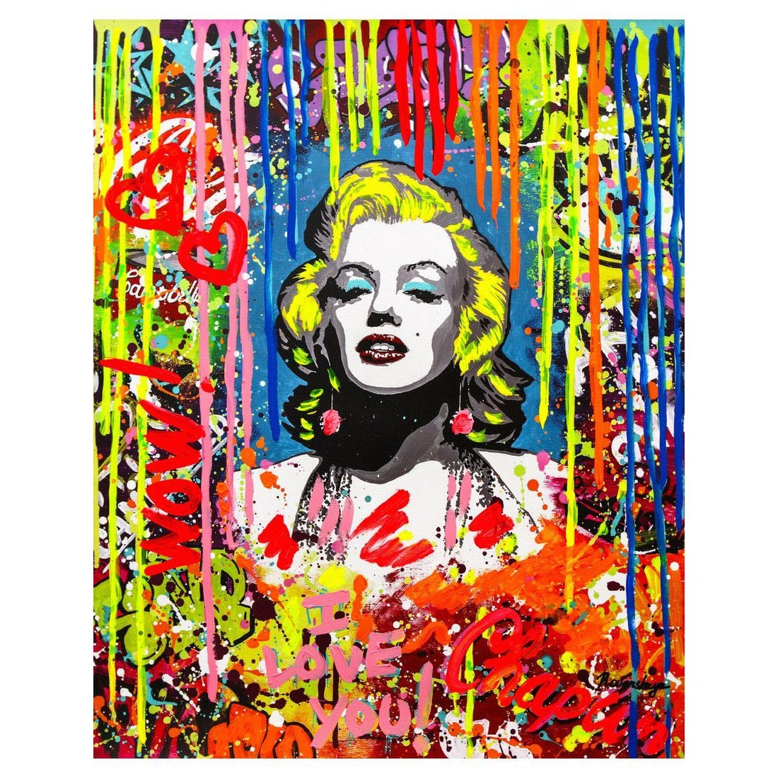 Nastya Rovenskaya- Mixed Media on Canvas "Pink Marilyn": Artist: Nastya Rovenskaya. Medium: Mixed Media on Canvas. Title: Pink Marilyn. Size: 30" x 24". Signature: Hand signed. Certificate of Authenticity: Is included. Reference#: 52457.