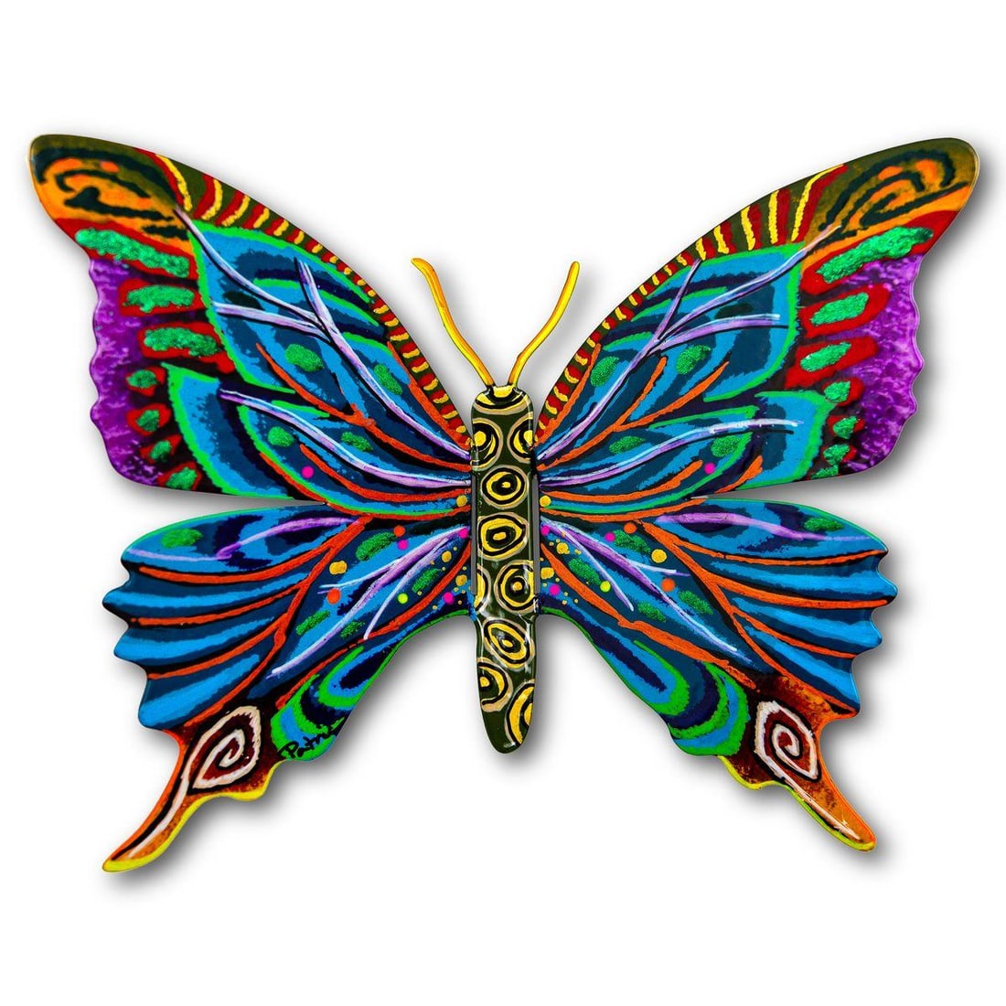 Patricia Govezensky- Original Painting on Cutout Steel "Butterfly": Artist: Patricia Govezensky. Medium: Original Painting on Cutout Steel. Title: Butterfly. Size: 6" x 8". Signature: Hand Signed by the artist. Certificate of Authenticity: Is included. Reference#: 562