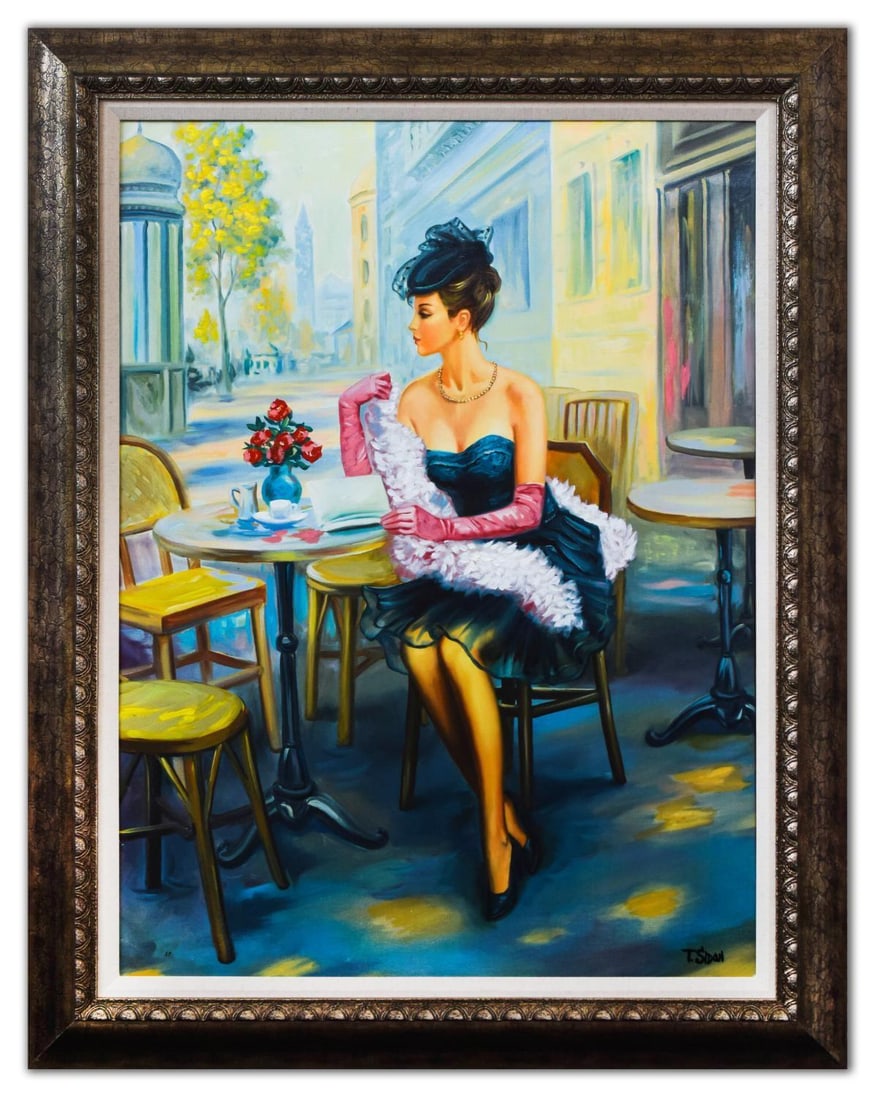 Taras Sidan- Hand Embellished Giclee on Canvas "Magenta": Artist: Taras Sidan. Medium: Hand Embellished Giclee on Canvas. Title: Magenta. Size: 40" x 30". Measures approx. 45" x 35" (framed). Signature: Hand Signed and Numbered by the artist. Certificate of 