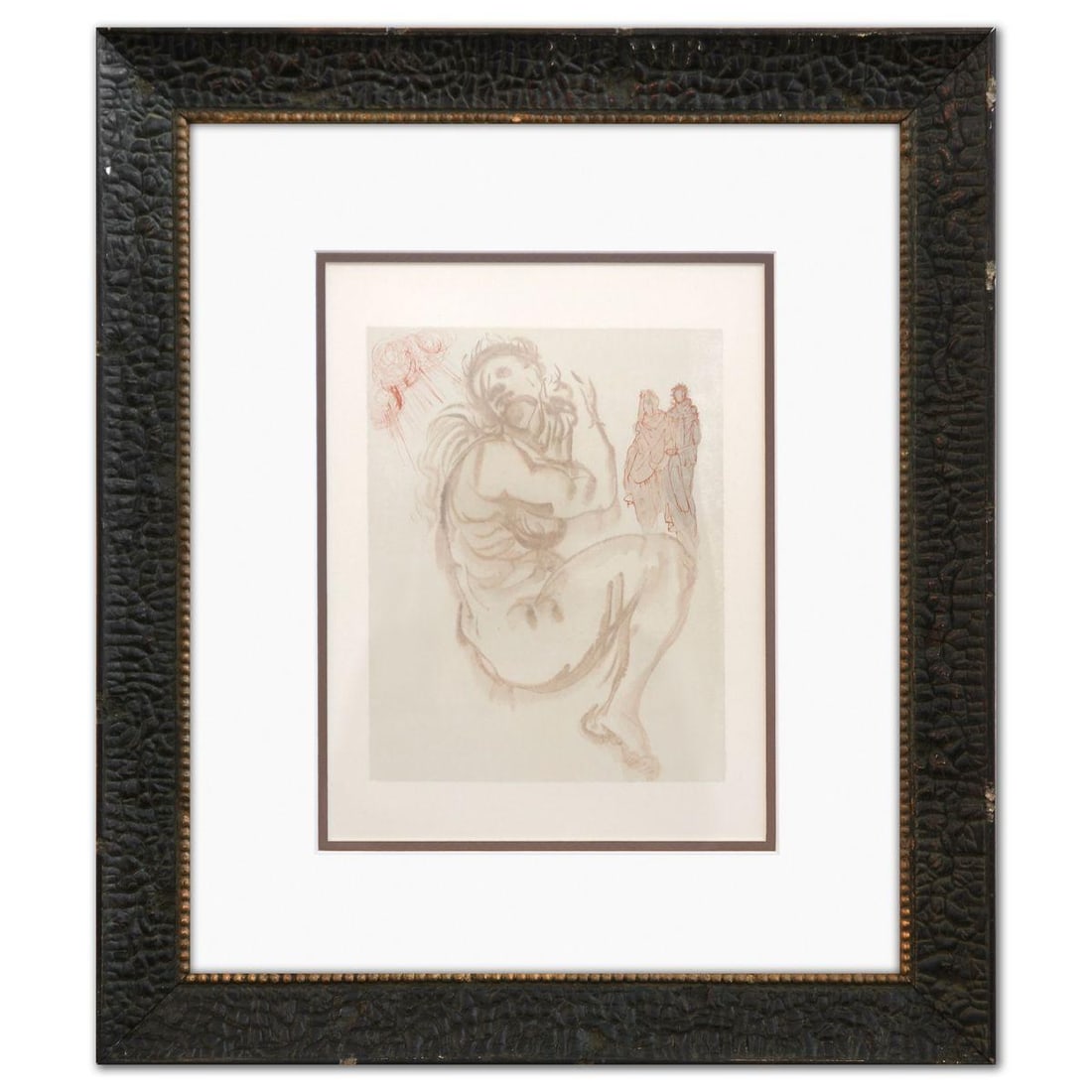 Salvador Dali- Original Color Woodcut on B.F.K. Rives Paper "Purgatory 19": Artist: Salvador Dali. Medium: Original Color Woodcut on B.F.K. Rives Paper. Title: Purgatory 19. Size: 13" x 10". Measures approx. 22" x 18" (framed). Certificate of Authenticity: Is included. Additi