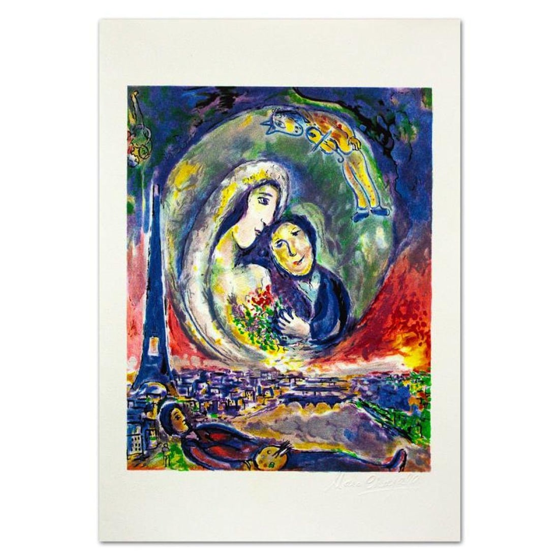Marc Chagall (1887-1985), "Le Songe" Limited Edition Lithograph with Letter of Authenticity.: Le Songe is a limited edition lithograph on paper by Marc Chagall (1887-1985). Printed by Atelier Tete a Tete in Paris and authorized by the Chagall Estate and ADAGP Paris , the piece is plate signed 