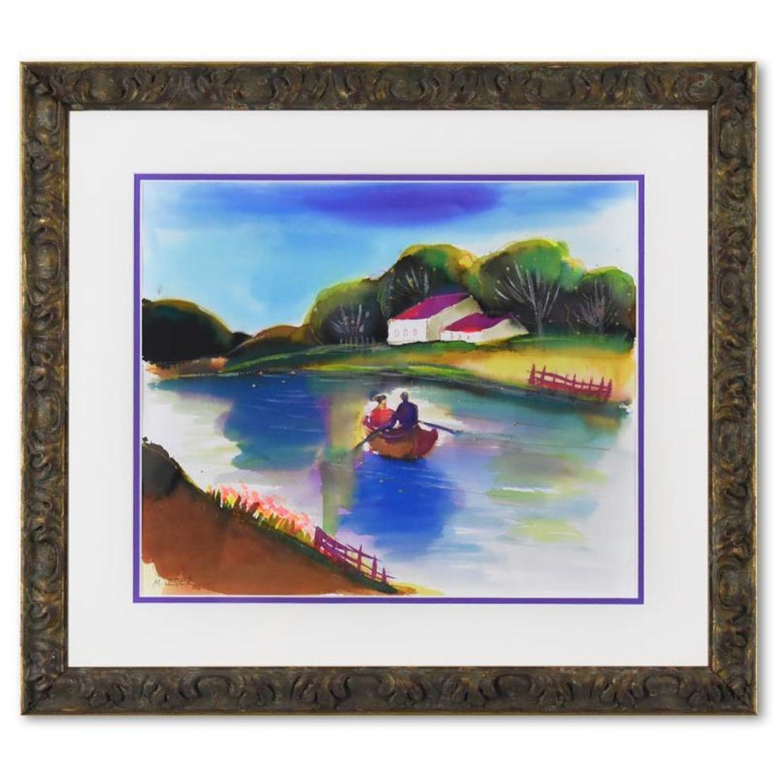 Moshe Leider, Framed Original Mixed Media Watercolor Painting, Hand Signed with Letter of (1 of 3)