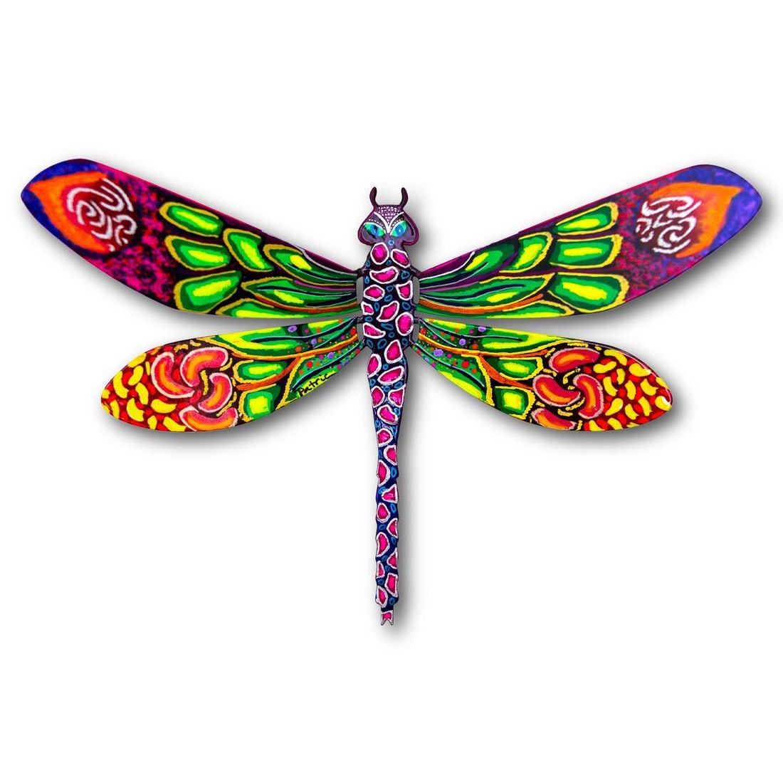 Patricia Govezensky- Original Painting on Cutout Steel "Dragonfly": Artist: Patricia Govezensky. Medium: Original Painting on Cutout Steel. Title: Dragonfly. Size: 7.5" x 12". Signature: Hand Signed by the artist. Certificate of Authenticity: Is included. Reference#: