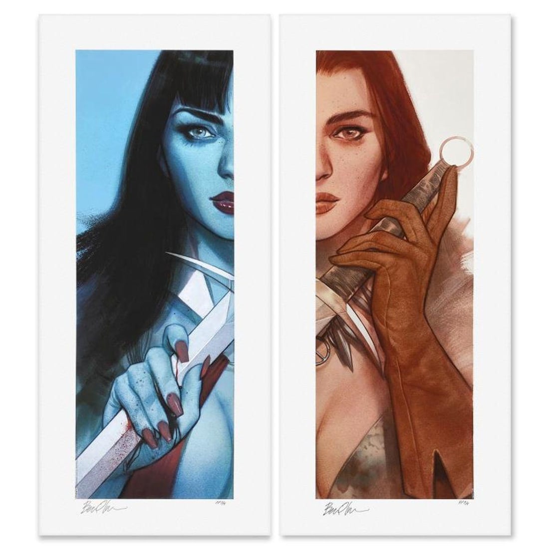 Ben Oliver, "Vampirella & Red Sonja" 2 Piece Limited Edition Set, PP Numbered 3/4 and Signed with (1 of 3)