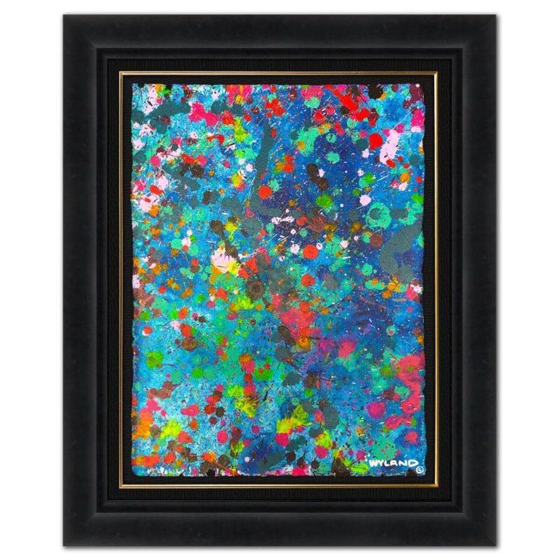 Wyland, "Untitled Abstract" Framed Original Painting on Paper, Hand Signed with Letter of (1 of 2)