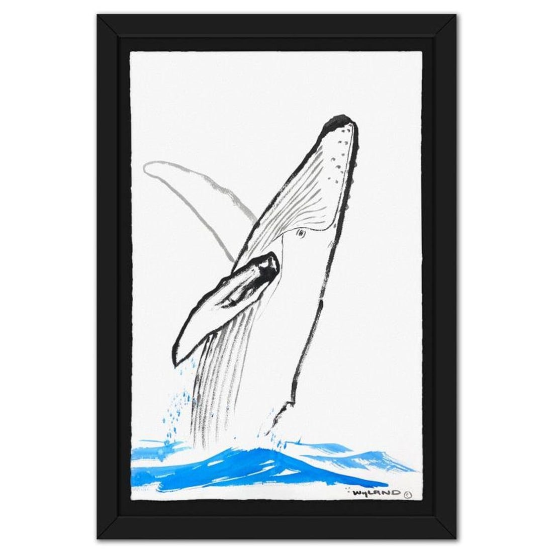 Wyland, "Humback" Framed Original Sumi Ink Painting, Hand Signed with Letter of Authenticity.: Humback is an original sumi ink painting on paper by Wyland, hand signed by the artist. This piece comes custom framed. Includes Letter of Authenticity. Measures approx. 46" x 32" (frame), 40" x 26" (