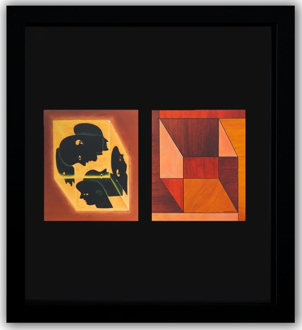 Victor Vasarely- Heliogravure Print "Untitled": Artist: Victor Vasarely. Medium: Heliogravure Print. Title: Untitled. Size: 11" x 10". Measures approx. 13" x 12" (framed). Additional: Custom Framed. Reference#: 21465.