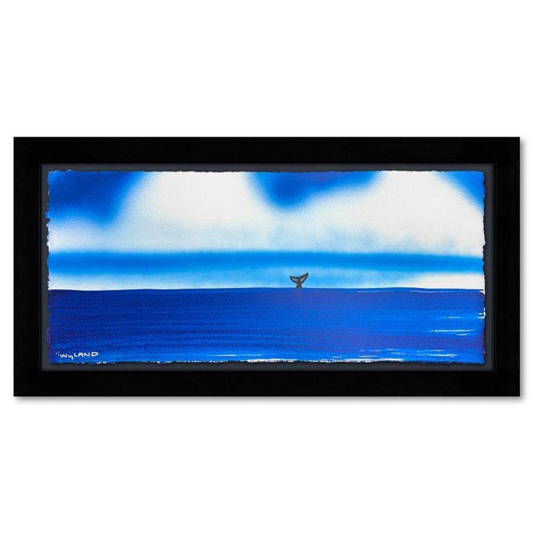 Wyland, "Fluke" Framed, Hand Signed Original Painting with Letter of Authenticity.: Fluke is an original painting acrylic on deckle edge paper by Wyland. Hand signed by the artist, the piece comes custom framed and with a letter of authenticity. Measures approximately 14.5" x 26.5" (