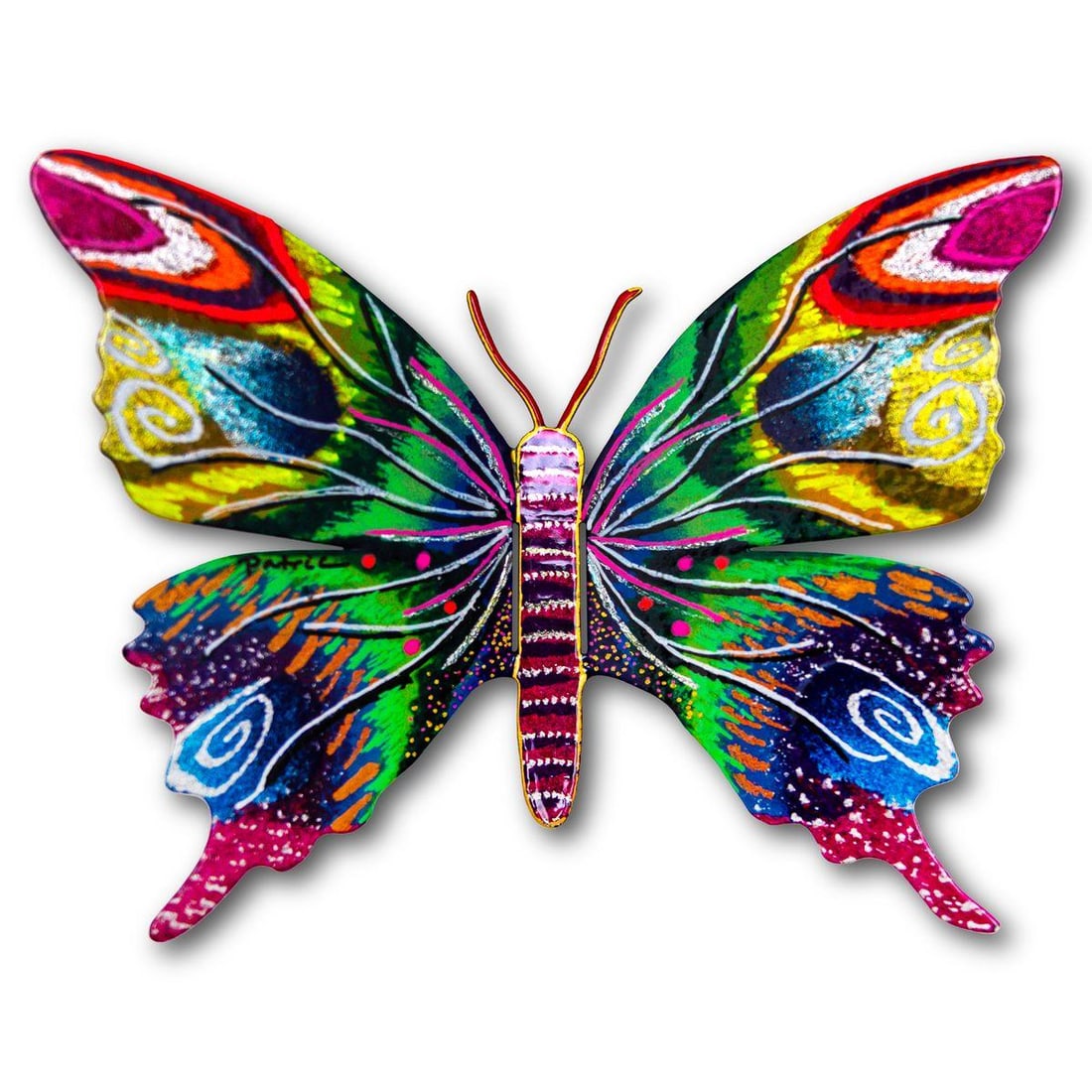 Patricia Govezensky- Original Painting on Cutout Steel "Butterfly": Artist: Patricia Govezensky. Medium: Original Painting on Cutout Steel. Title: Butterfly. Size: 6" x 8". Signature: Hand Signed by the artist. Certificate of Authenticity: Is included. Reference#: 562
