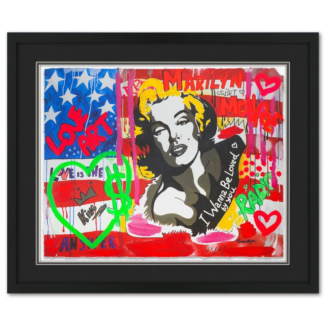 Nastya Rovenskaya- Original Mixed Media on Deckle Edge Paper "Show Time": Artist: Nastya Rovenskaya. Medium: Original Mixed Media on Deckle Edge Paper. Title: Show Time. Size: 24" x 30". Measures approx. 34" x 40" (framed). Signature: Hand Signed by the artist. Certificate 