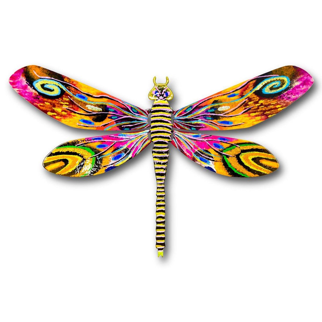 Patricia Govezensky- Original Painting on Cutout Steel "Dragonfly": Artist: Patricia Govezensky. Medium: Original Painting on Cutout Steel. Title: Dragonfly. Size: 7.5" x 12". Signature: Hand Signed by the Artist. Certificate of Authenticity: From the publisher. Refer