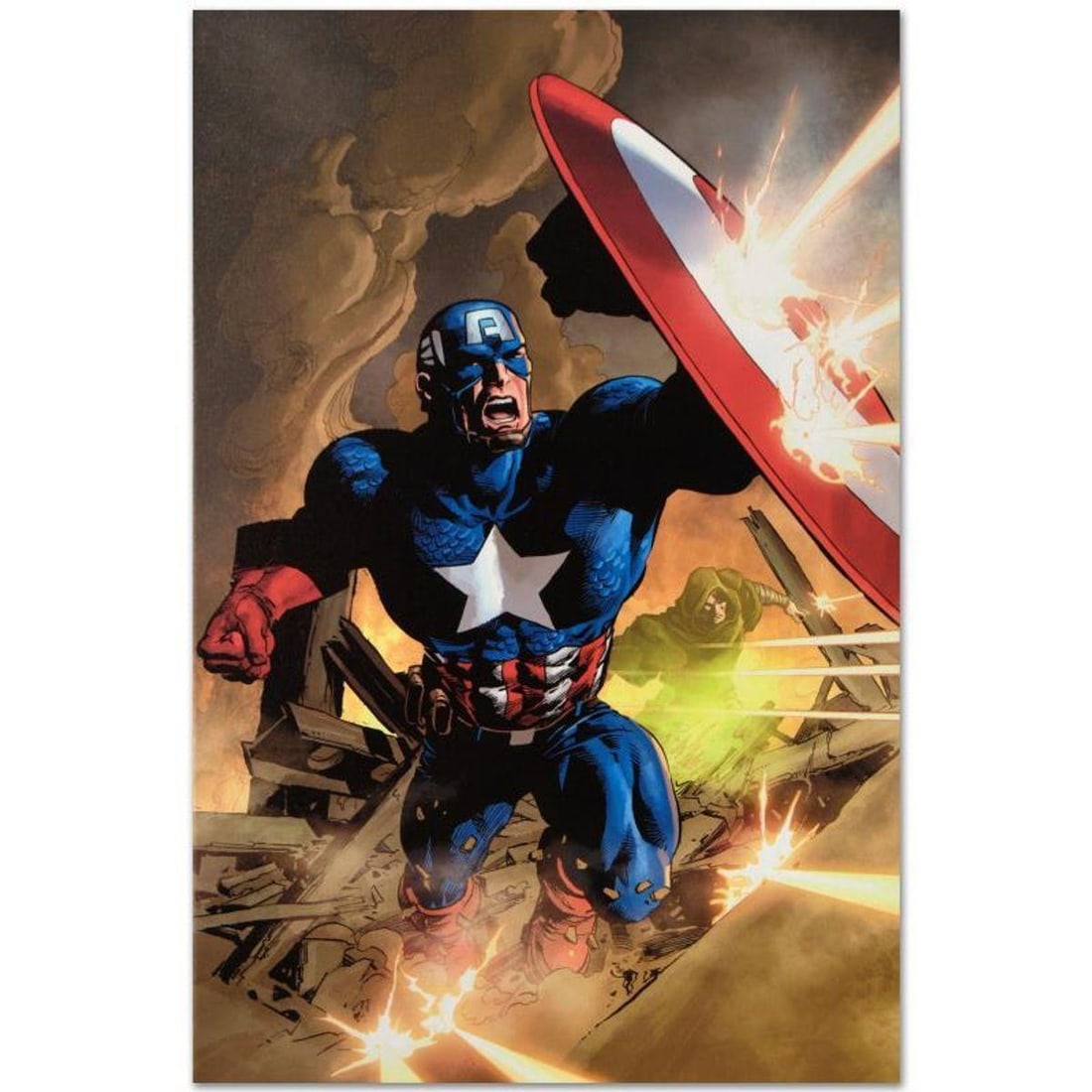Marvel Comics "Secret Avenger #12" Numbered Limited Edition Giclee on Canvas by Mike Deodato Jr.: A piece of comic book history, this limited edition, from original art by Mike Deodato Jr., depicts a heroic Captain America. Brazilian artist Mike Deodato Jr. has become an enduring fan favorite, wor