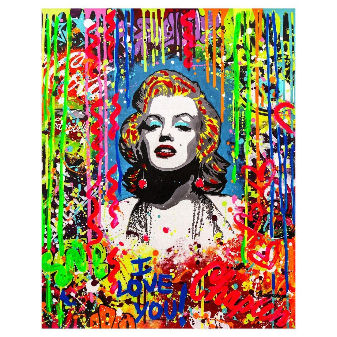 Nastya Rovenskaya- Mixed Media on Canvas "Pink Marilyn": Artist: Nastya Rovenskaya. Medium: Mixed Media on Canvas. Title: Pink Marilyn. Size: 30" x 24". Signature: Hand signed. Certificate of Authenticity: Is included. Reference#: 52459.