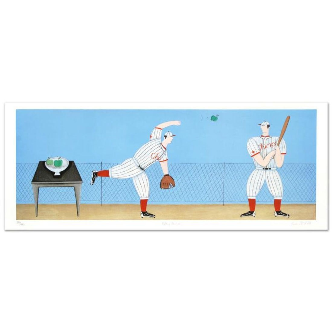 Paula McArdle, "Batting Practice" Limited Edition Serigraph, Numbered and Hand Signed with Letter of: Batting Practice is a limited edition serigraph on paper by Paula McArdle, numbered and hand signed by the artist. Includes Letter of Authenticity. Measures approx. 34" x 13.5" (border), 31" x 11.5" (