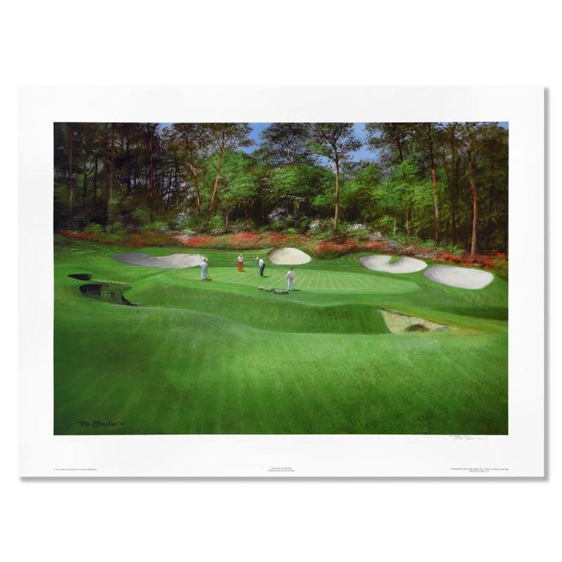 Peter Ellenshaw (1913-2007), "13th Hole at Augusta" Limited Edition Lithograph, Numbered and Hand: 13th Hole at Augusta is a limited edition lithograph on paper by Peter Ellenshaw (1913-2007), numbered and hand signed by the artist. Includes Letter of Authenticity. Measures approx. 25.5" x 18.5" (b