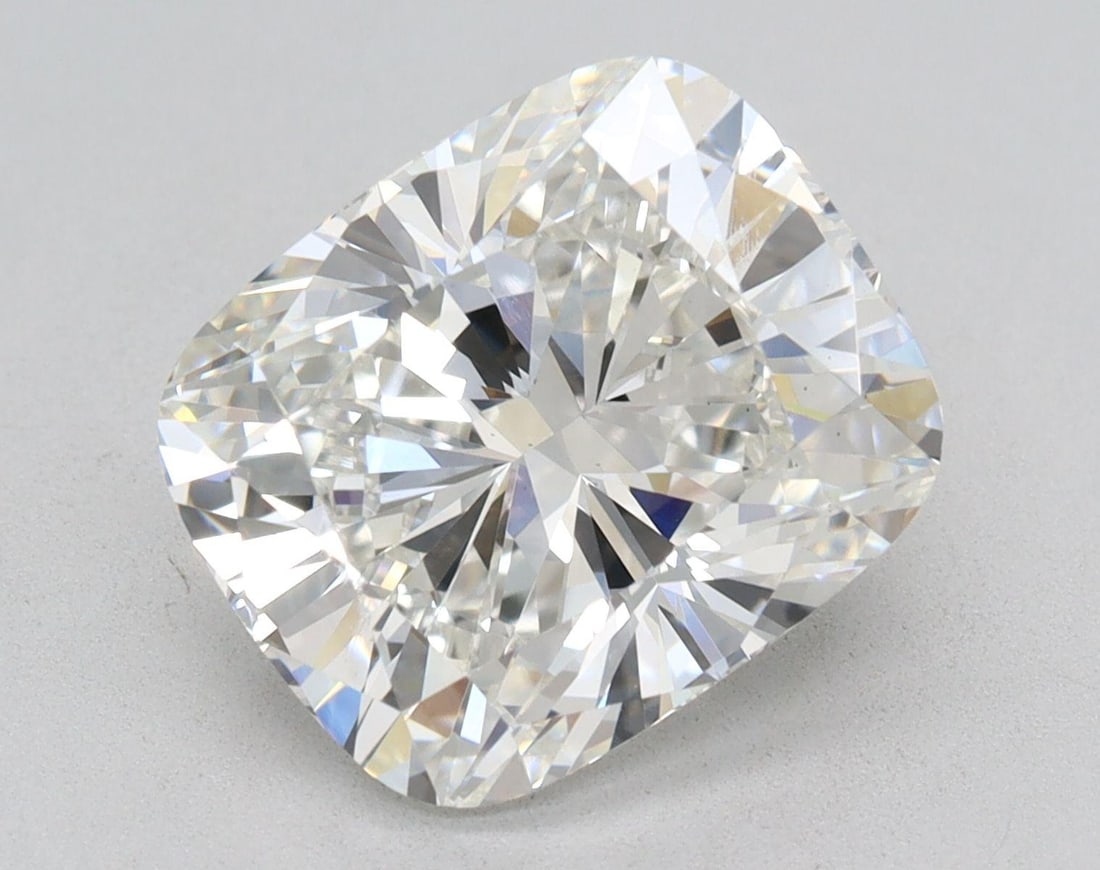 Lab Grown 3.54 ct, Color F/VS1 IGI Graded Diamond: Lab/Natural Diamond: Lab Carat Weight: 3.54 Color Grade: F Clarity Grade: VS1 Model: Cushion Modified Brilliant Fluorescence: NONE Polish: Ex Symmetry: Ex Depth: 68 Table: 66 Size: 10.67-7.74*5.26 Cer