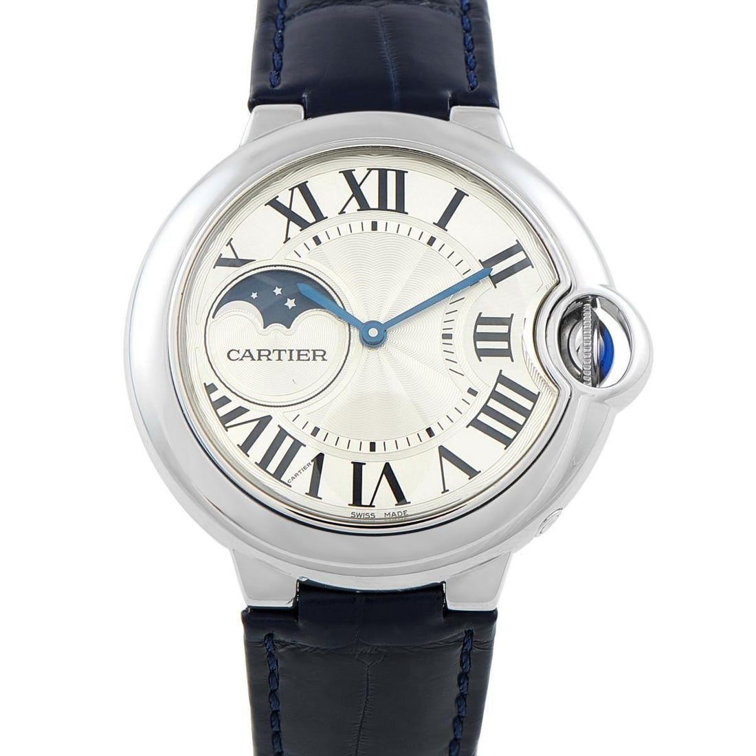 CARTIER BALLON BLEU STEEL WATCH: With a modest size of 37mm and a classic case silhouette, the Ballon Bleu de Cartier ref. WSBB0029 works well for formal or everyday use without dominating the wrist. Its stainless steel round case ca