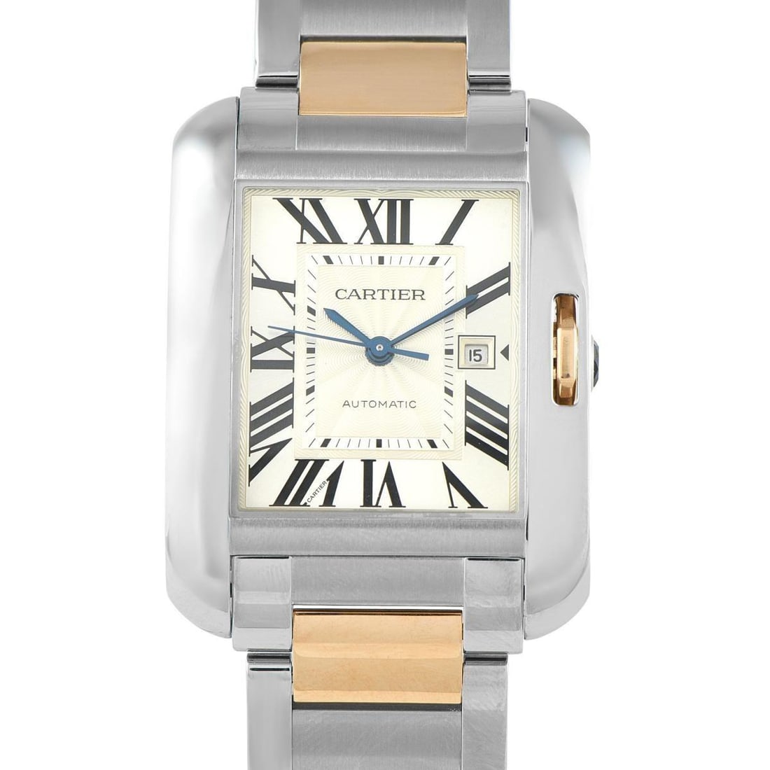 CARTIER TANK ANGLAISE LARGE STEEL AND ROSE GOLD WATCH (1 of 5)