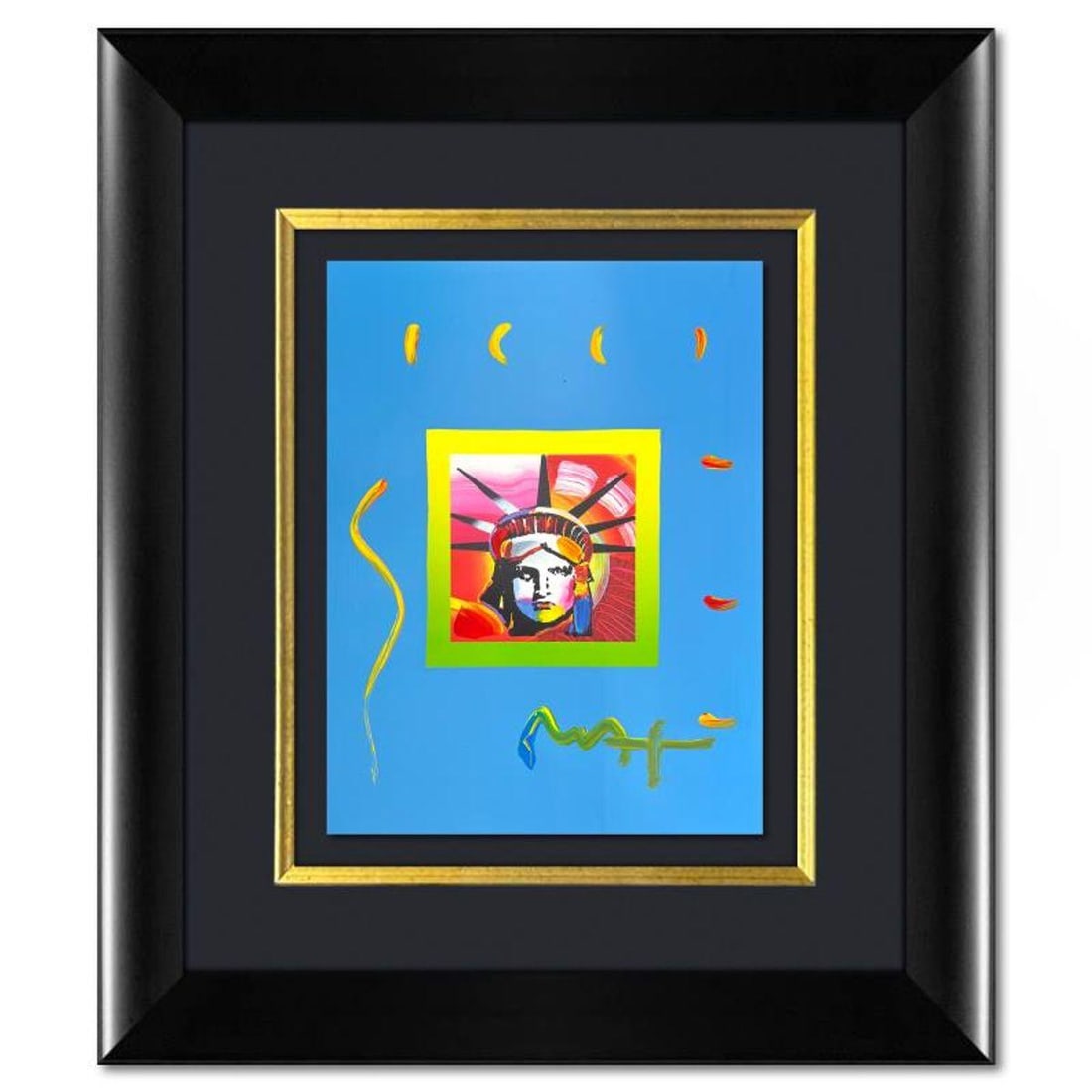 Peter Max, "Liberty" Framed One-of-a-Kind Acrylic Mixed Media, Hand Signed with Registration Number (1 of 2)