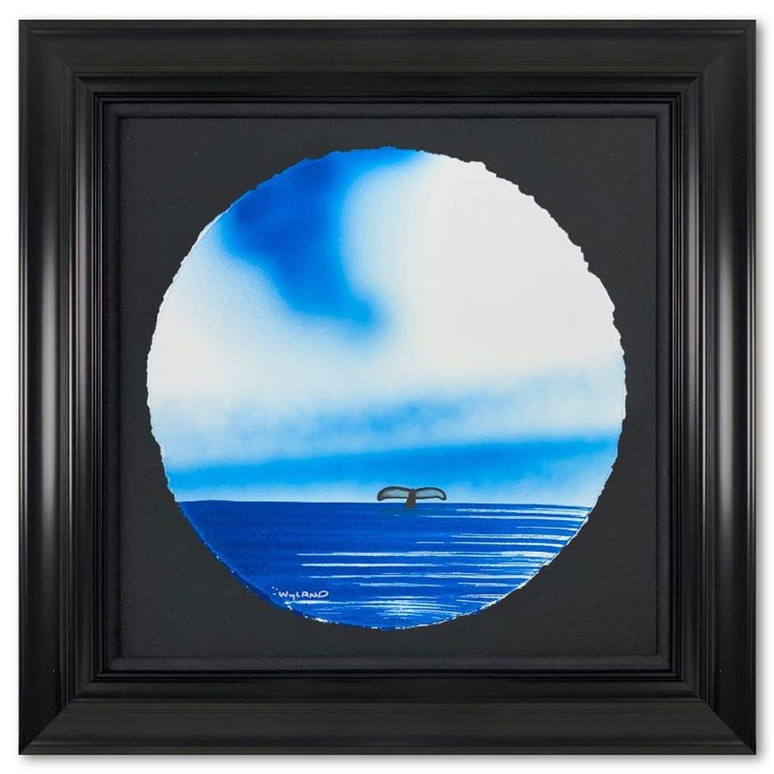 Wyland, "Fluke" Framed, Hand Signed Original Painting with Letter of Authenticity.: Fluke is an original painting, watercolor on deckle edge paper by Wyland. Hand signed by the artist, the piece comes custom framed and with a letter of authenticity. Measures approximately 30" x 30"