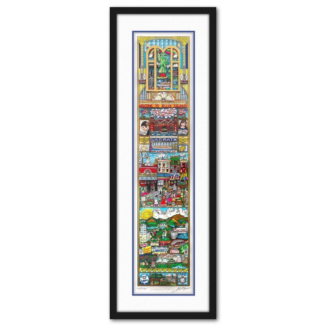 Charles Fazzino- 3D Construction Silkscreen Serigraph "A Celebration of Heritage": Artist: Charles Fazzino. Medium: 3D Construction Silkscreen Serigraph. Title: A Celebration of Heritage. Size: 38" x 8". Measures approx. 44" x 15" (framed). Signature: Hand signed and numbered. Certi