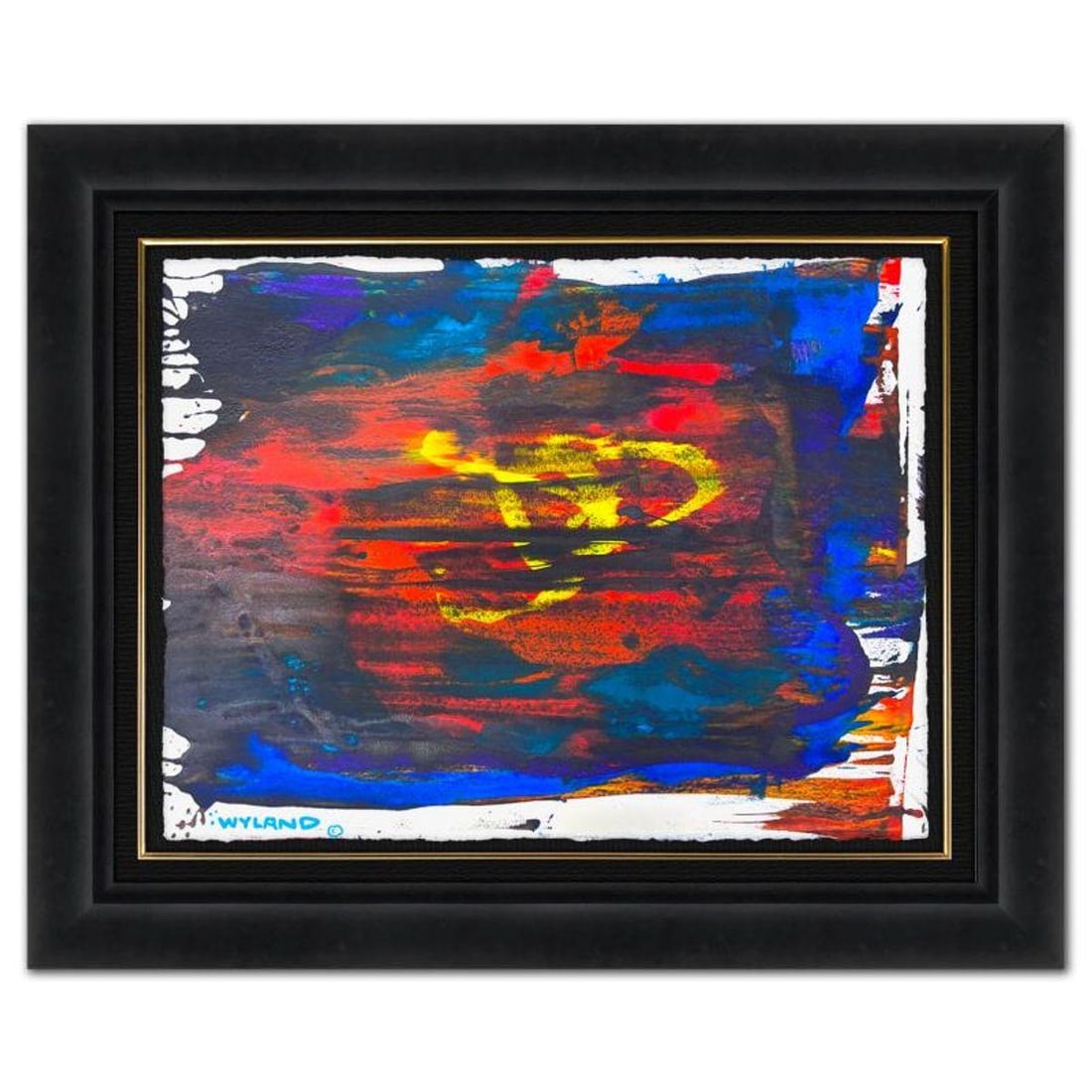 Wyland, "Untitled Abstract" Framed Original Painting on Paper, Hand Signed with Letter of (1 of 2)