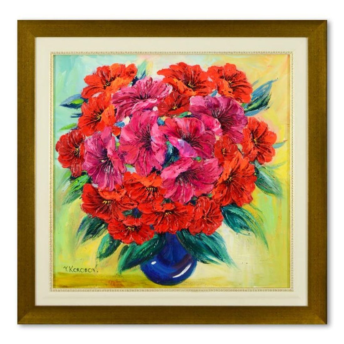 Yana Korobov, Framed Original Acrylic Painting on Canvas, Hand Signed with Letter Authenticity.: This is an original acrylic painting on canvas by Yana Korobov, hand signed by the artist. This piece comes framed. Includes Letter of Authenticity. Measures approx. 39" x 39" (frame), 30" x 30" (imag