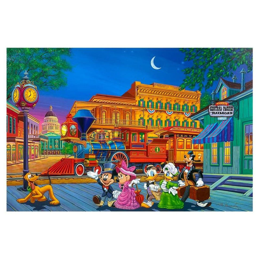 Manuel Hernandez, "Arriving In Style" Limited Edition Mixed Media Lithograph from Disney Fine Art,: Arriving In Style is a limited edition lithograph with serigraph highlights on paper by Manuel Hernandez, numbered and hand signed by the artist. This piece is licensed by Disney Fine Art. Includes Le