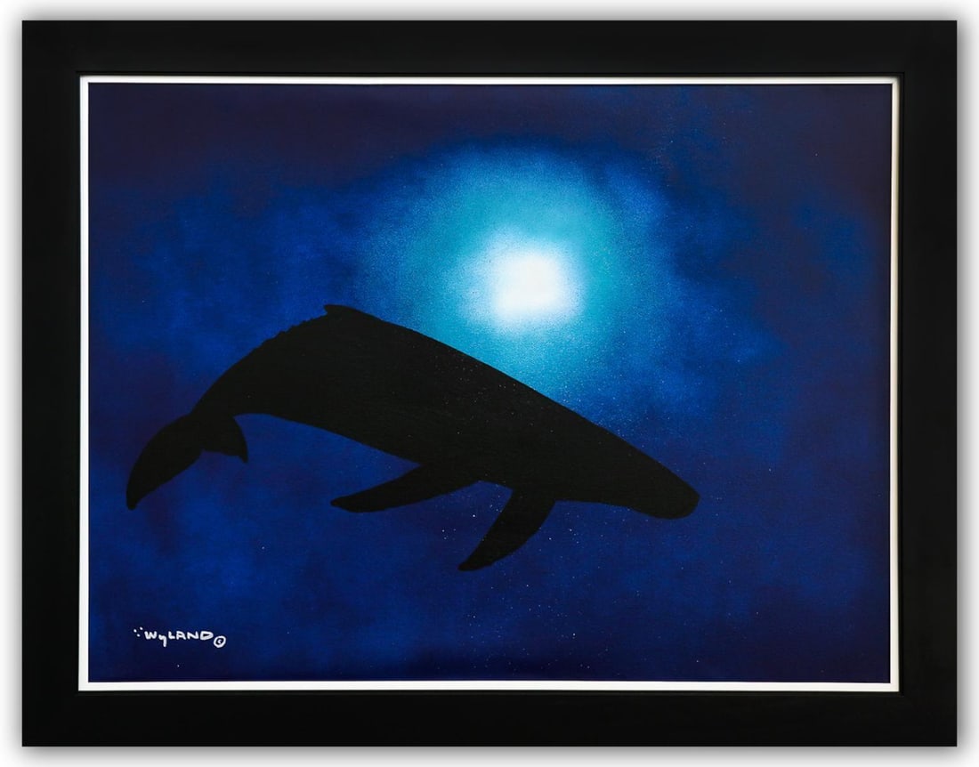 Wyland- Original Painting on Canvas "Deep Blue": Artist: Wyland. Medium: Original Painting on Canvas. Title: Deep Blue. Size: 30" x 40". Measures approx. 36" x 46" (framed). Signature: Hand Signed by the artist. Certificate of Authenticity: Is inclu