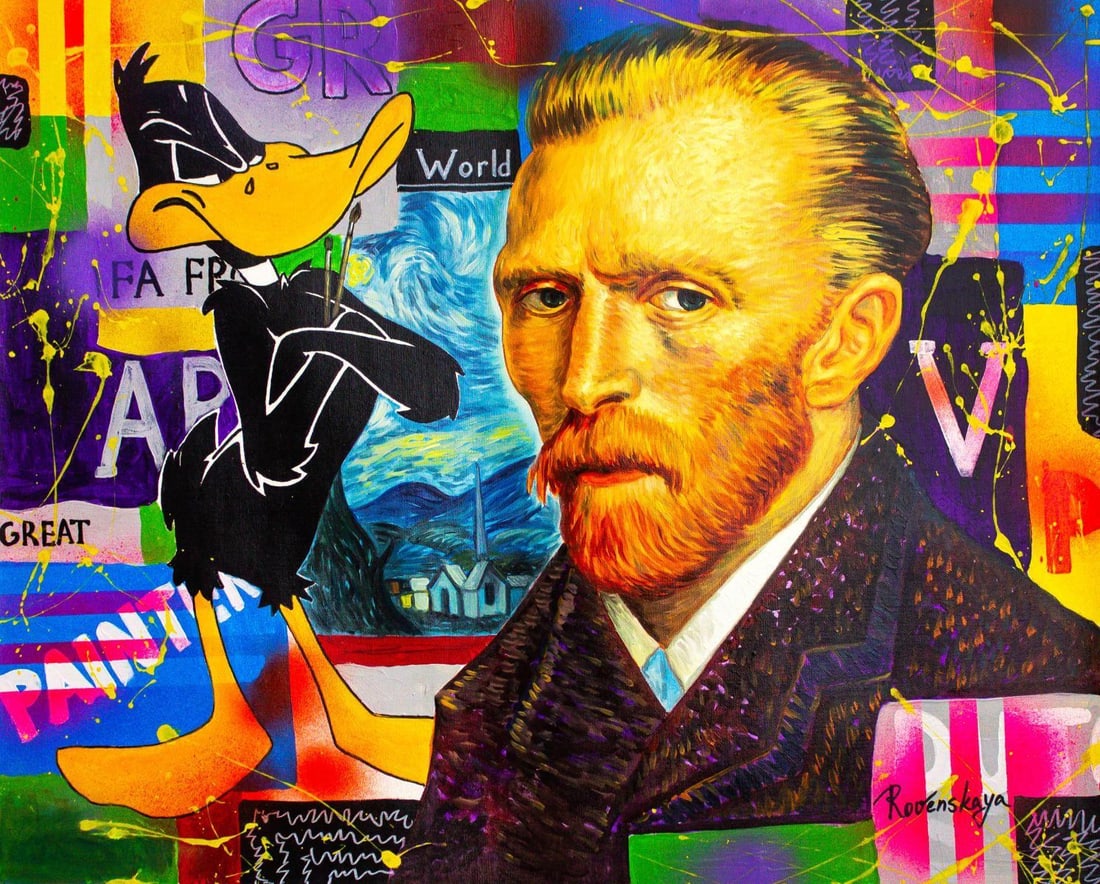 Nastya Rovenskaya- Original Oil on Canvas "Van Gogh": Artist: Nastya Rovenskaya. Medium: Original Oil on Canvas. Title: Van Gogh. Size: 24" x 30". Signature: Hand Signed by the artist. Certificate of Authenticity: From the publisher. Reference#: 20683.