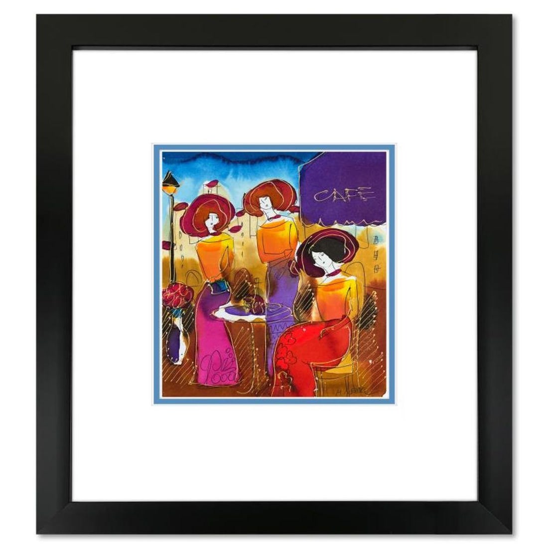 Moshe Leider, Framed Original Mixed Media Watercolor Painting, Hand Signed with Letter of: This is an original mixed media watercolor painting on paper by Moshe Leider. Hand signed by the artist, this piece comes custom framed and includes a Letter of Authenticity. Measures approximately 16