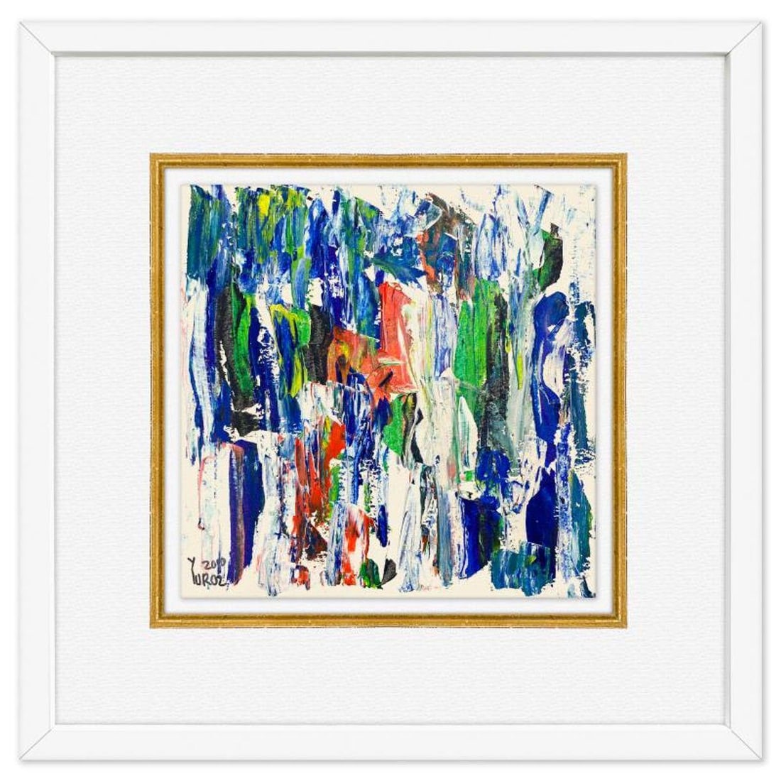 Yuroz, Framed Original Painting, Hand Signed with Letter of Authenticity.: This is an original painting on paper by Yuroz, hand signed by the artist. This piece comes custom framed on linen. Includes Letter of Authenticity. Measures approx. 18" x 18" (frame), 10" x 10" (imag