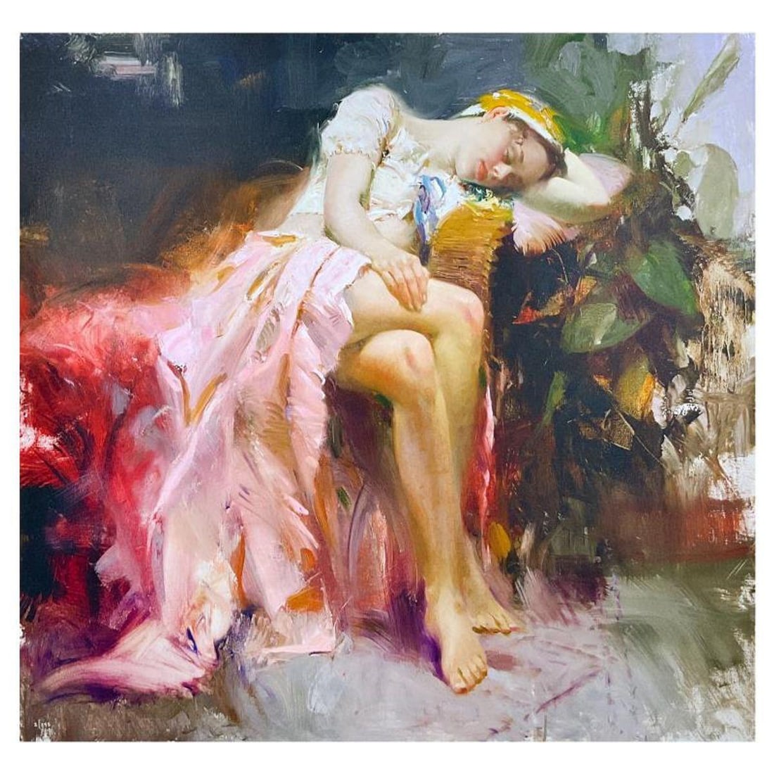Pino (1939-2010), "Dreamer" Limited Edition on Canvas, Numbered and Hand Signed with Certificate of: Dreamer is a limited edition giclee on canvas by Pino (1939-2010), numbered and hand signed by the artist. Includes Certificate of Authenticity. Measures approx. 38" x 38" (image).